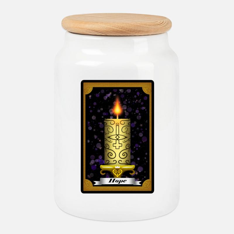 Tarotkarte "Hoffnung" - Keksdose mit Holzdeckel - Weiß
