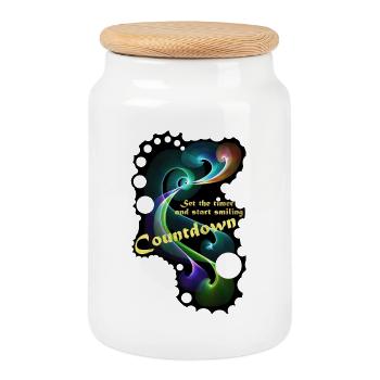 Countdown Smiling timer - Keksdose mit Holzdeckel - Weiß - Vorne