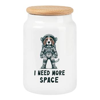 Astronaute Beagle - Boîte à biscuits avec couvercle en bois - blanc - Devant