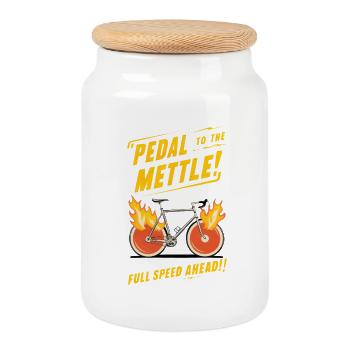 Pedal to the Mettle - Keksdose mit Holzdeckel - Weiß - Vorne