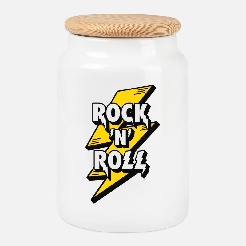 Elektrisierendes Rock'n'Roll-Lightning-Design - Keksdose mit Holzdeckel - Weiß