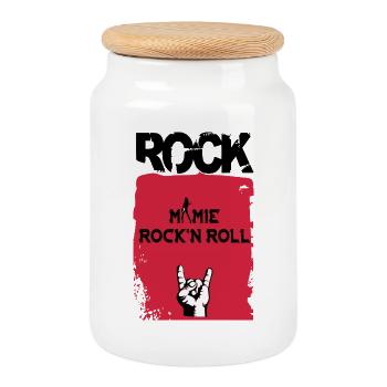 Granny rock'n roll - Cookie Jar with Wooden Lid - white - Front
