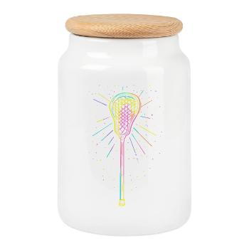 Lacrosse sticks - Cookie Jar with Wooden Lid - white - Front