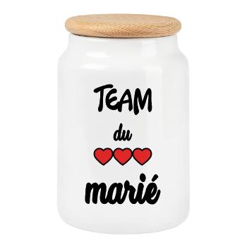Junggesellinnenabschied. HEIRATEN. MANNSCHAFT. TEAM MARIE. ZUKÜNFTIGE EHEFRAU, - Keksdose mit Holzdeckel - Weiß - Vorne