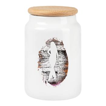 Silhouette Frau | woman Model - Keksdose mit Holzdeckel - Weiß - Vorne