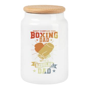 Boxer Dad - Cookie Jar with Wooden Lid - white - Front