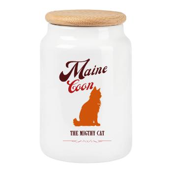 Chat Maine Coon retro caramel - Boîte à biscuits avec couvercle en bois - blanc - Devant