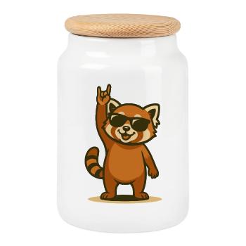 Rocker panda roux – Cool Panda Cub - Boîte à biscuits avec couvercle en bois - blanc - Devant