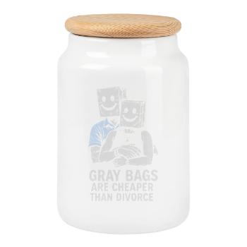 Humorvolles graues Taschenpaar Sweatshirt Design - Keksdose mit Holzdeckel - Weiß - Vorne