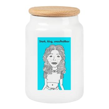 Strong, Clever and Unstoppable - Woman - Cookie Jar with Wooden Lid - white - Front