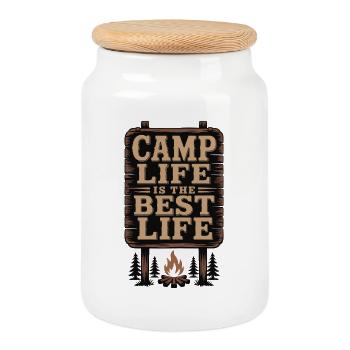 Das Camp-Leben ist das beste Leben - Keksdose mit Holzdeckel - Weiß - Vorne