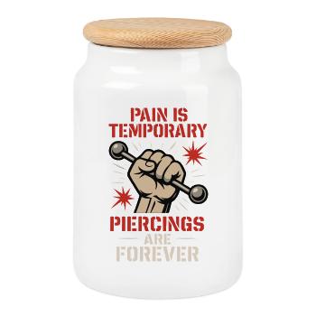 Piercing Addict Body Mod Enthusiast - Cookie Jar with Wooden Lid - white - Front