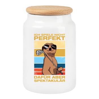 Ich spiele nicht perfekt Golfer Golf Golfen - Keksdose mit Holzdeckel - Weiß - Vorne