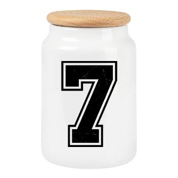 Chiffre Grunge Seven avec texture rayée - Boîte à biscuits avec couvercle en bois - blanc - Devant