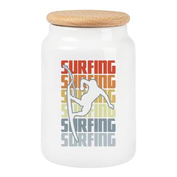 Entraîneur de surf - Boîte à biscuits avec couvercle en bois - blanc - Devant
