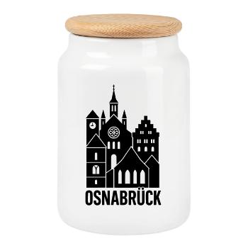 Osnabrück Silhouette - Cookie Jar with Wooden Lid - white - Front