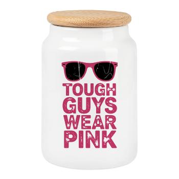 Tough Guys Wear Pink - Cookie Jar with Wooden Lid - white - Front
