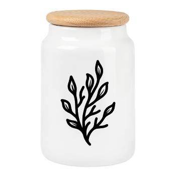 alga - Cookie Jar with Wooden Lid - white - Front