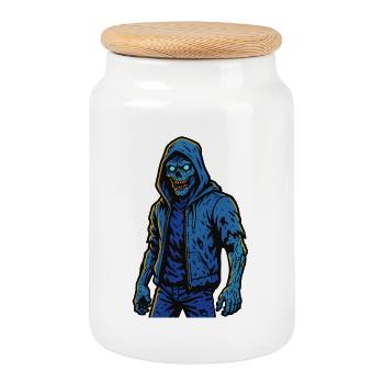 Urban Decay – Futur guerrier zombie - Boîte à biscuits avec couvercle en bois - blanc - Devant