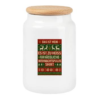 Trop chaud pour Noël moche - Boîte à biscuits avec couvercle en bois - blanc - Devant