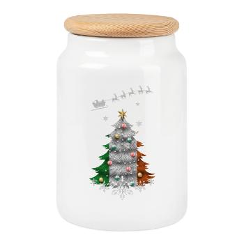 Weihnachtsbaum mit Irland-Flagge - Keksdose mit Holzdeckel - Weiß - Vorne