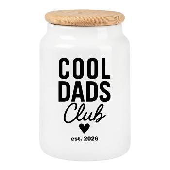 Cool Dads Club 2026 – For expectant / new dads - Cookie Jar with Wooden Lid - white - Front