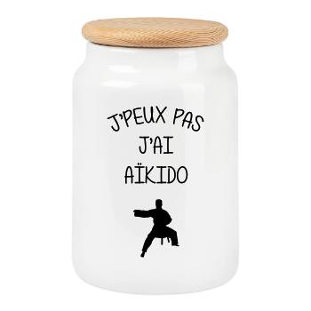 I can't I have Aikido - Cookie Jar with Wooden Lid - white - Front