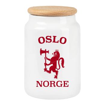 Oslo Norge Norway Norwegen - Keksdose mit Holzdeckel - Weiß - Vorne
