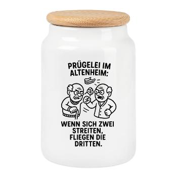 Troisième Bagarre de Mouches Querelle - Boîte à biscuits avec couvercle en bois - blanc - Devant