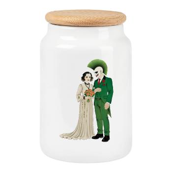PUNKS WEDDING - steam punk'n'roll - Cookie Jar with Wooden Lid - white - Front