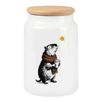 Capybara Winter Vibes - Keksdose mit Holzdeckel - Weiß - Vorne
