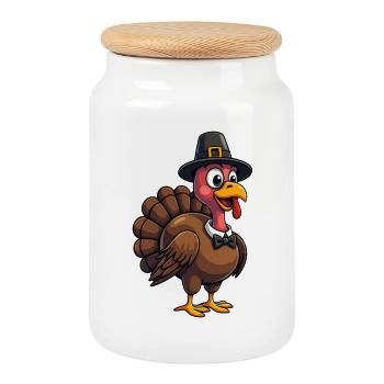 Thanksgiving Lustiger Thanksgiving Truthahn - Keksdose mit Holzdeckel - Weiß - Vorne
