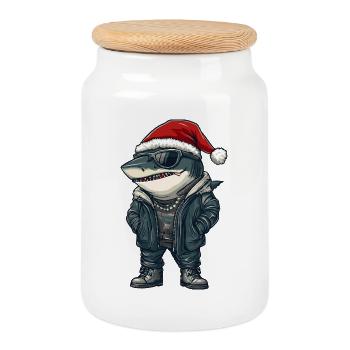 Hai Weihnachten Winter - Keksdose mit Holzdeckel - Weiß - Vorne