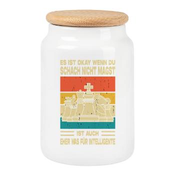 Chess Player Gifts Chess Accessories Chessboard - Cookie Jar with Wooden Lid - white - Front