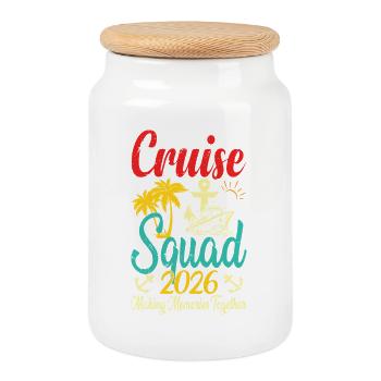 Cruise Squad 2026 Summer Vacation Matching Family - Cookie Jar with Wooden Lid - white - Front