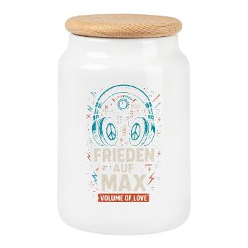 Peace on Max, Music Volume of Love Festival - Cookie Jar with Wooden Lid - white - Front