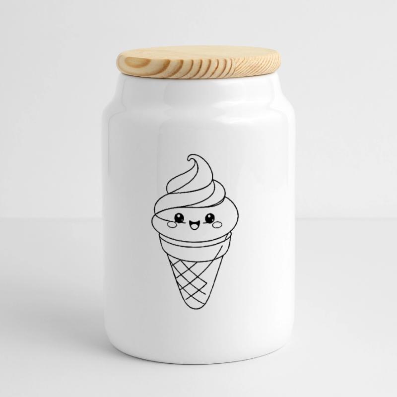 Softeis Eiscreme Icon Minimal Statement Keksdose mit Holzdeckel