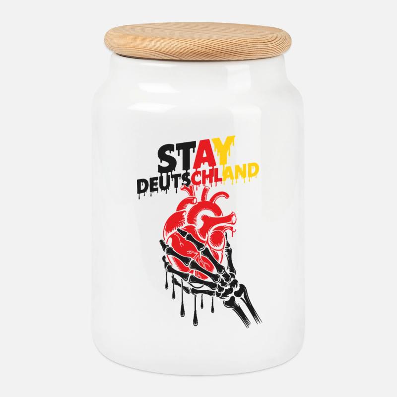 Germany Heart - Keksdose mit Holzdeckel - Weiß