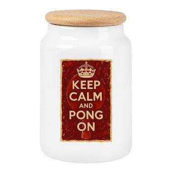 Keep Calm and Pong On / Ping - Boîte à biscuits avec couvercle en bois - blanc - Devant