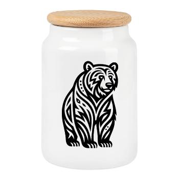 Just a Black Bear #2 / JustN-imal - Cookie Jar with Wooden Lid - white - Front
