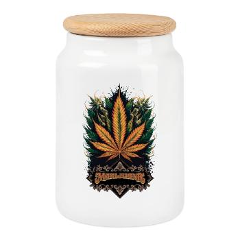 Marijuana - Boîte à biscuits avec couvercle en bois - blanc - Devant