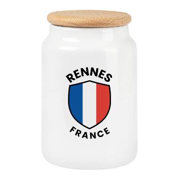 Rennes France Shield - Cookie Jar with Wooden Lid - white - Front