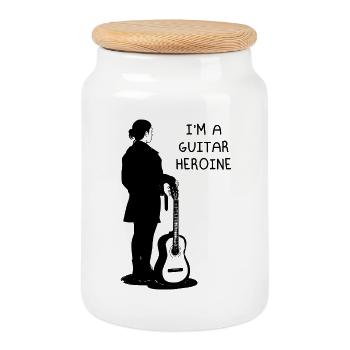 I'm a guitar heroine - Boîte à biscuits avec couvercle en bois - blanc - Devant