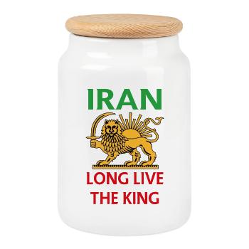 Emblème du Lion d’Iran : Vive le Roi - Boîte à biscuits avec couvercle en bois - blanc - Devant