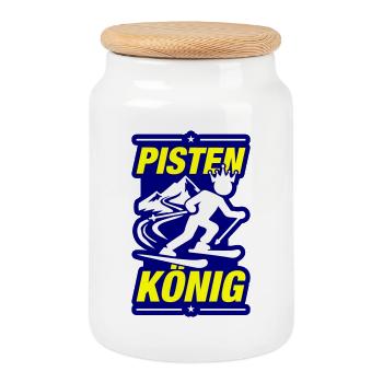 Slopes König Ski - Cookie Jar with Wooden Lid - white - Front