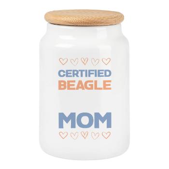 Maman Beagle certifiée - Boîte à biscuits avec couvercle en bois - blanc - Devant