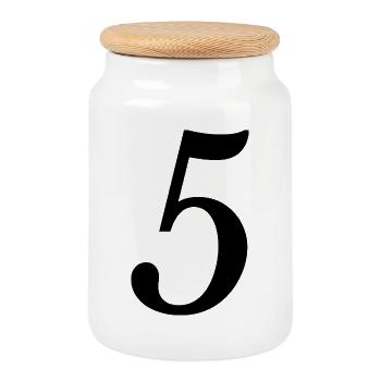 5. ANNIVERSAIRE. 5 ANS. 5e ANNIVERSAIRE. ENFANT - Boîte à biscuits avec couvercle en bois - blanc - Devant