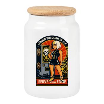 Order through style - Cookie Jar with Wooden Lid - white - Front