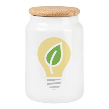 Ampoule Environnement Électricité - Boîte à biscuits avec couvercle en bois - blanc - Devant