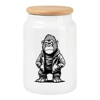 Gorilla Sweat Rebel - Boîte à biscuits avec couvercle en bois - blanc - Devant